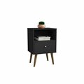 Designed To Furnish Liberty Mid-Century - Modern Nightstand 1.0 with 1 Cubby Space & 1 Drawer, Black DE2616399